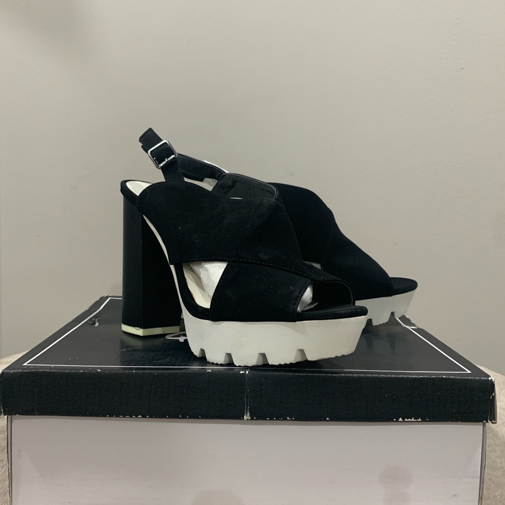 Black and White Platform Heels